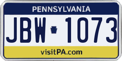 PA license plate JBW1073