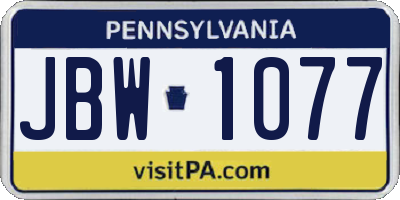 PA license plate JBW1077