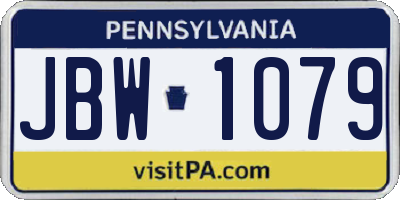 PA license plate JBW1079