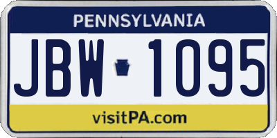 PA license plate JBW1095