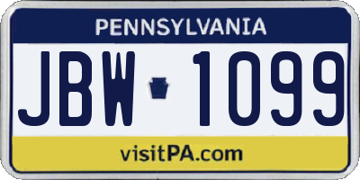 PA license plate JBW1099