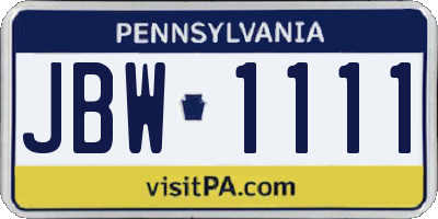 PA license plate JBW1111