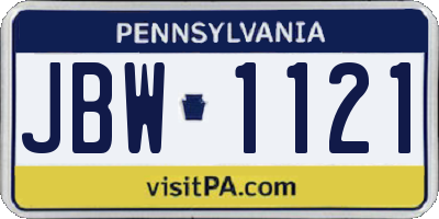 PA license plate JBW1121