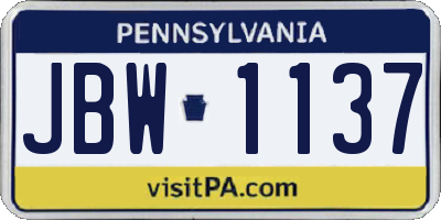 PA license plate JBW1137