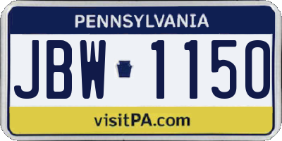 PA license plate JBW1150