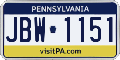 PA license plate JBW1151