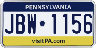 PA license plate JBW1156