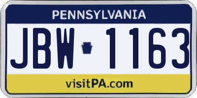 PA license plate JBW1163