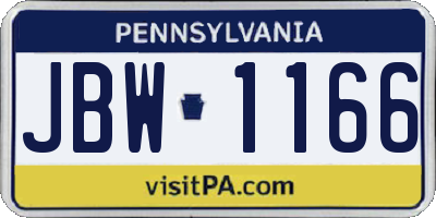 PA license plate JBW1166