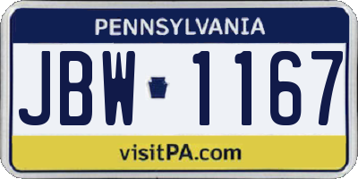 PA license plate JBW1167