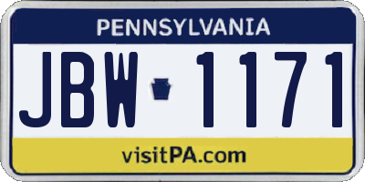 PA license plate JBW1171