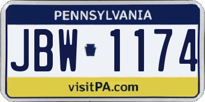 PA license plate JBW1174