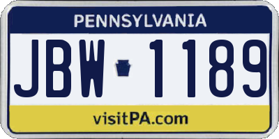 PA license plate JBW1189