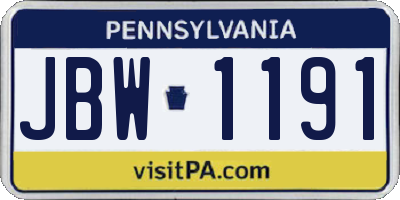 PA license plate JBW1191