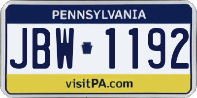 PA license plate JBW1192