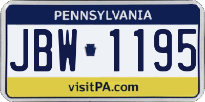 PA license plate JBW1195