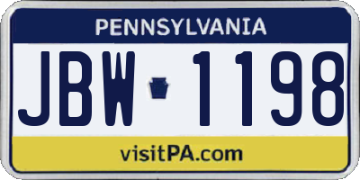 PA license plate JBW1198