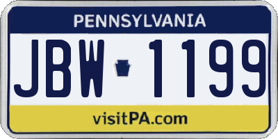 PA license plate JBW1199