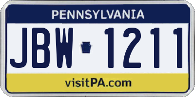 PA license plate JBW1211
