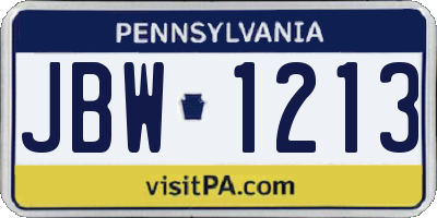 PA license plate JBW1213