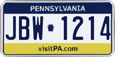 PA license plate JBW1214