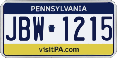 PA license plate JBW1215