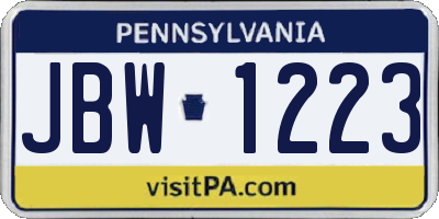 PA license plate JBW1223