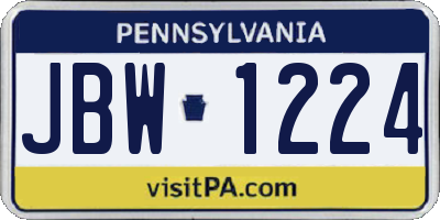 PA license plate JBW1224