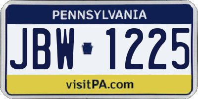 PA license plate JBW1225