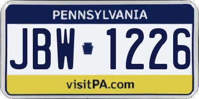 PA license plate JBW1226