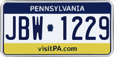 PA license plate JBW1229