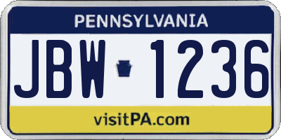 PA license plate JBW1236