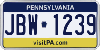 PA license plate JBW1239
