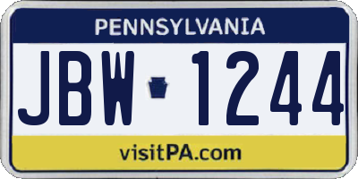 PA license plate JBW1244