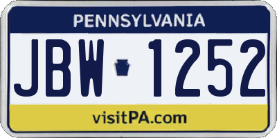 PA license plate JBW1252