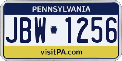 PA license plate JBW1256