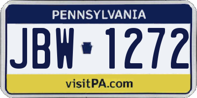 PA license plate JBW1272