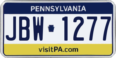 PA license plate JBW1277