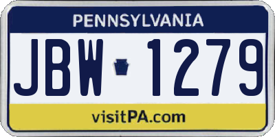 PA license plate JBW1279
