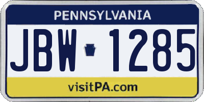 PA license plate JBW1285