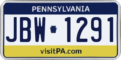 PA license plate JBW1291