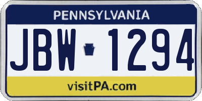 PA license plate JBW1294