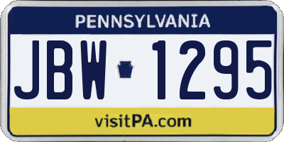 PA license plate JBW1295