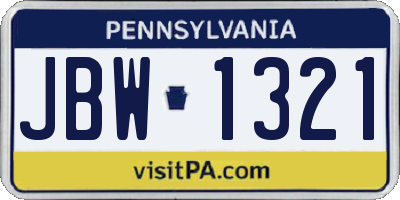 PA license plate JBW1321