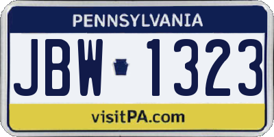 PA license plate JBW1323