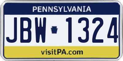 PA license plate JBW1324