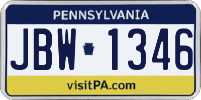 PA license plate JBW1346