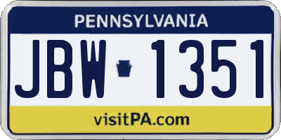 PA license plate JBW1351