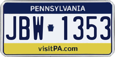 PA license plate JBW1353