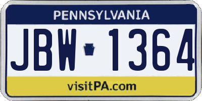 PA license plate JBW1364
